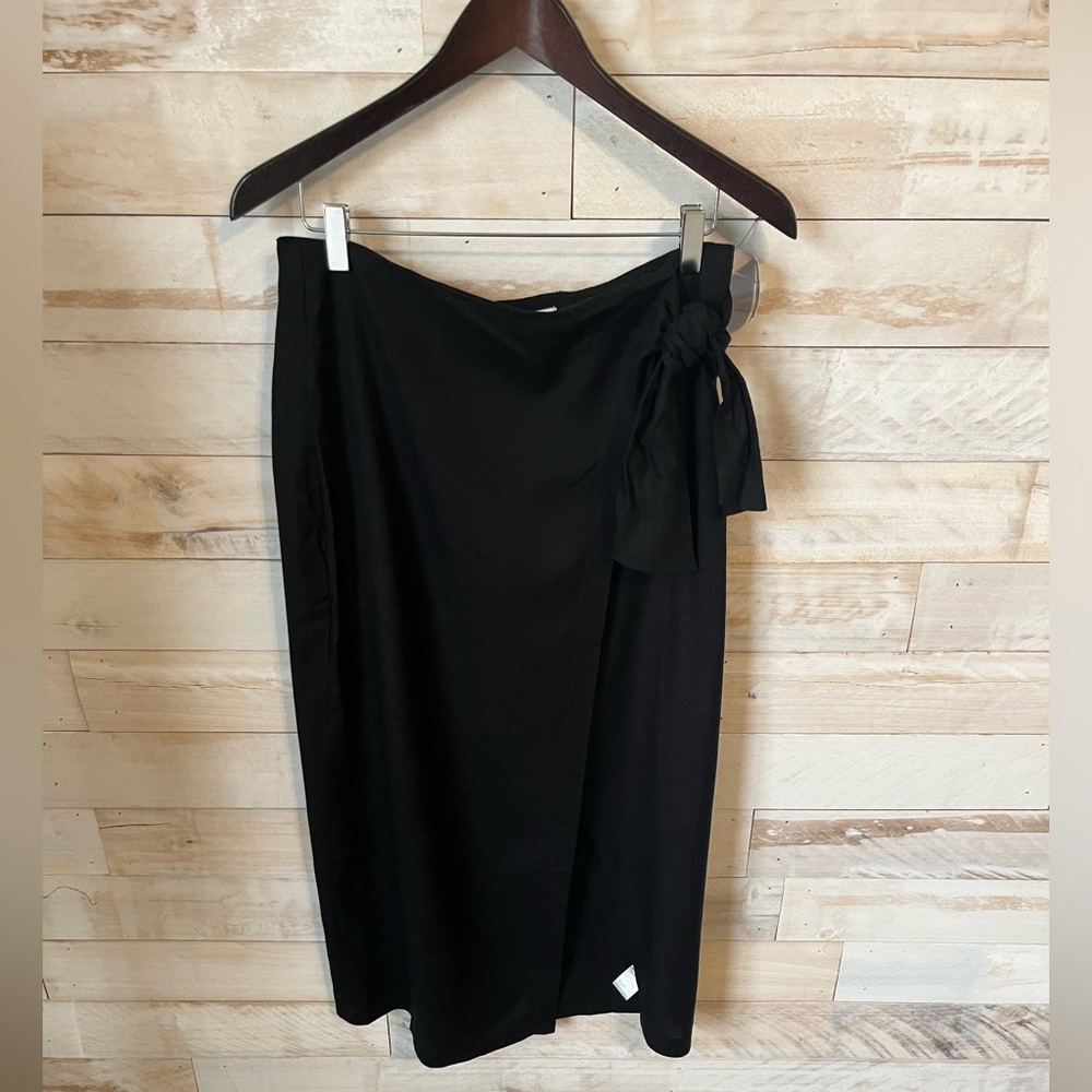 NWT Jason Wu size 6 black faux wrap midi skirt